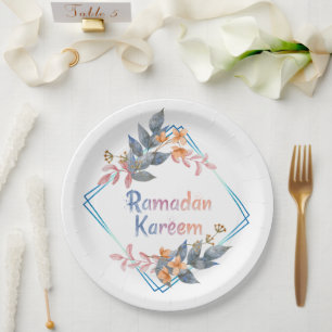 Assiettes En Carton Belle aquarelle Floral Ramadan Kareem