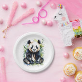 Assiettes En Carton Belle aquarelle Panda Bear (Fête)