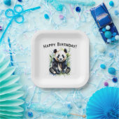 Assiettes En Carton Belle aquarelle Panda Bear Joyeux anniversaire (Fête)
