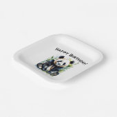 Assiettes En Carton Belle aquarelle Panda Bear Joyeux anniversaire (Angulaire)
