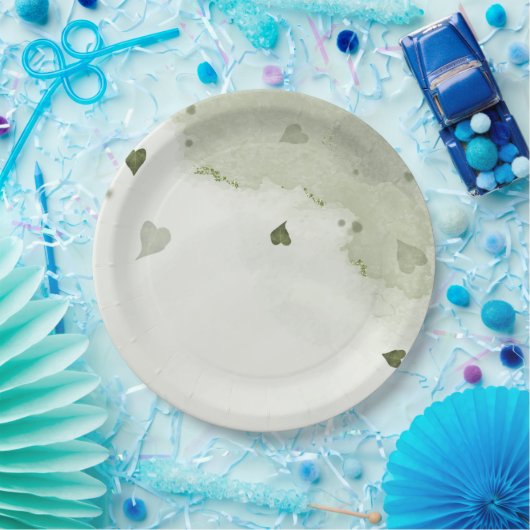 Assiettes En Carton belle aquarelle verte (Fête)
