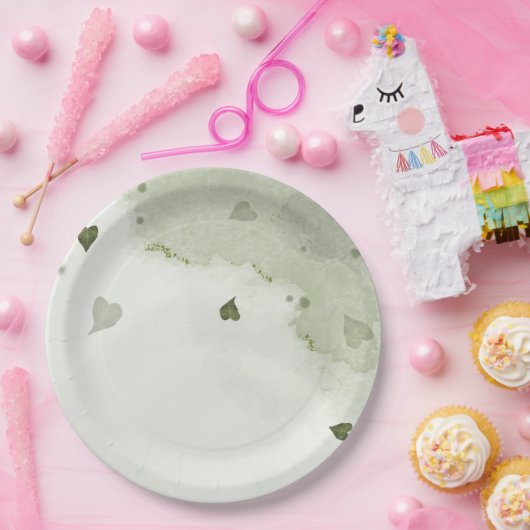 Assiettes En Carton belle aquarelle verte (Fête)
