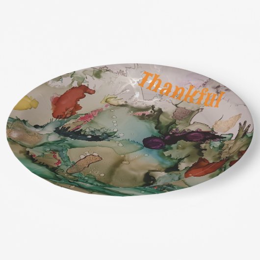 Assiettes En Carton Belle Automne Peint Thankful plaques papier (Angle)