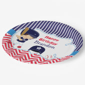 Assiettes En Carton Belle Baseball Dark Hair Boy Fête d'anniversaire (Angle)