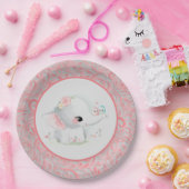 Assiettes En Carton Belle Bébée Blanche Fille Eléphant (Fête)