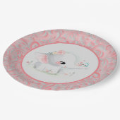 Assiettes En Carton Belle Bébée Blanche Fille Eléphant (Angle)