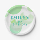 Assiettes En Carton Belle bulles verte et bleue Anniversaire (Devant)