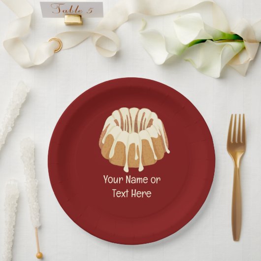 Assiettes En Carton Belle Bundt Sponge - Fluted Cake et votre texte (Mariage)