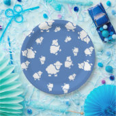 Assiettes En Carton Belle caricature Mouton sur arrière - plan bleu (Fête)