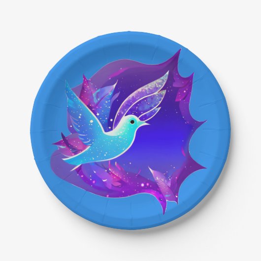 Assiettes En Carton Belle carte graphique de colombe bleue (Devant)