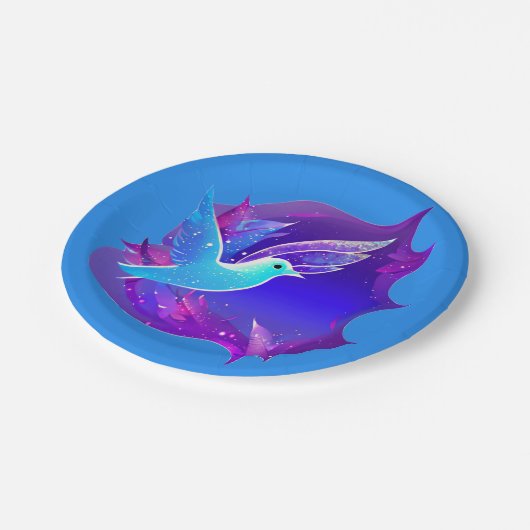 Assiettes En Carton Belle carte graphique de colombe bleue (Angle)