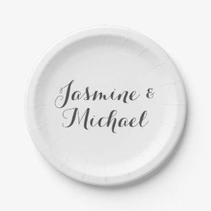 Assiettes En Carton Belle Chic Calligraphie Couple Noms