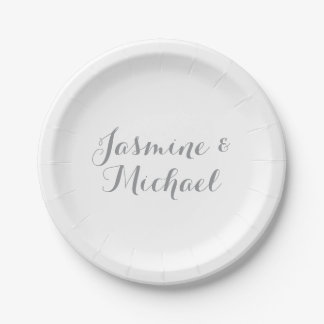 Assiettes En Carton Belle Chic Calligraphie Couple Noms