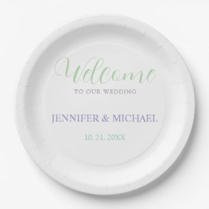 Assiettes En Carton Belle Chic Calligraphie Élégant Mariage de bienven