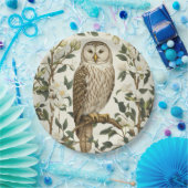 Assiettes En Carton Belle Chouette De L'Oural Et Fleurs De Magnolia (Fête)