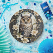 Assiettes En Carton Belle Chouette Et Fleurs De Jasmin (Fête)