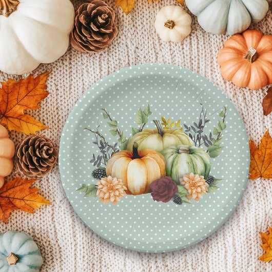 Assiettes En Carton Belle Citrouille Automne Thanksgiving Aquarelle