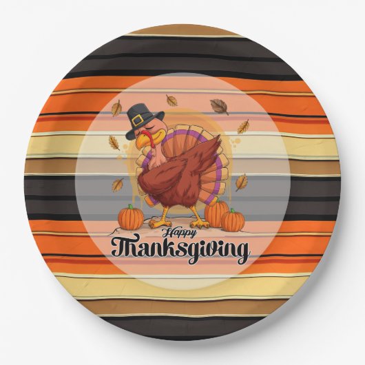 Assiettes En Carton Belle Collection d'Automne Thanksgiving tendance (Devant)