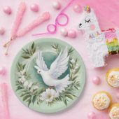Assiettes En Carton Belle colombe blanche (Fête)
