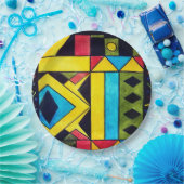 Assiettes En Carton Belle conception abstraite en triangles et Carré (Fête)