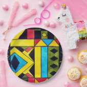 Assiettes En Carton Belle conception abstraite en triangles et Carré (Fête)