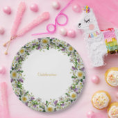 Assiettes En Carton Belle couronne de fleurs en violet & blanc (Fête)