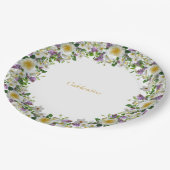 Assiettes En Carton Belle couronne de fleurs en violet & blanc (Angle)