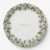 Assiettes En Carton Belle couronne de fleurs en violet & blanc (Devant)
