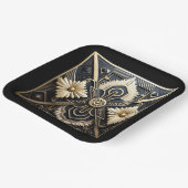 Assiettes En Carton Belle Crème d'ivoire Art Déco Noir Or (Angulaire)