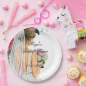 Assiettes En Carton belle douche nuptiale rose floral (Fête)