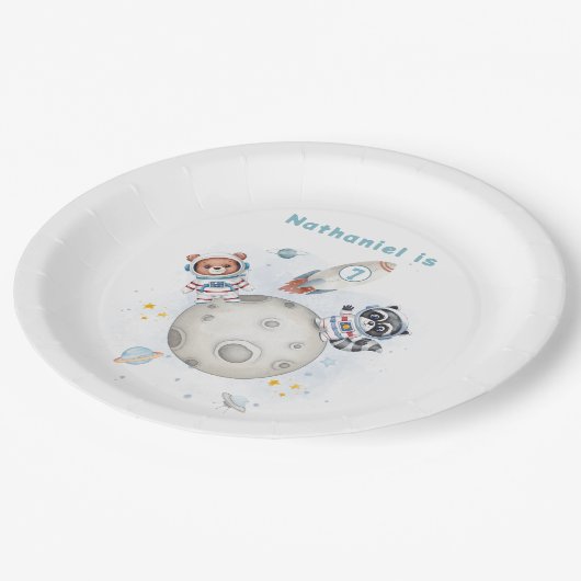 Assiettes En Carton Belle explosion hors de l'espace thème anniversair (Angle)