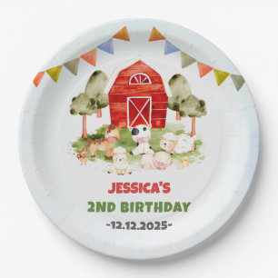 Assiettes En Carton Belle ferme Animaux fête d'anniversaire