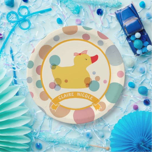 Assiettes En Carton Belle fête d'anniversaire de canard jaune (Fête)