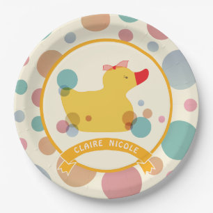 Assiettes En Carton Belle fête d'anniversaire de canard jaune