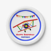 Assiettes En Carton Belle fête d'anniversaire de garçon d'avion (Devant)