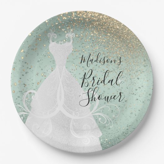 Assiettes En Carton Belle Fête des mariées - Mint Green (Devant)