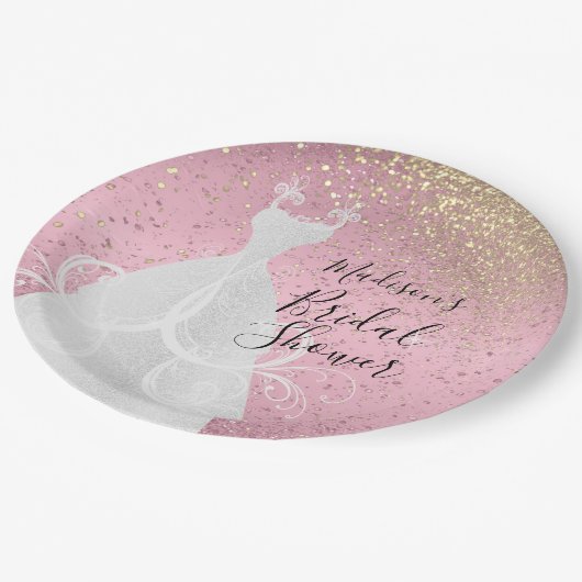 Assiettes En Carton Belle Fête des mariées - Plaques papier PInk (Angle)