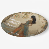 Assiettes En Carton Belle fille en Sari Personnalisée (Angle)