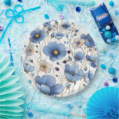 Assiettes En Carton Belle fleur sauvage bleu clair (Fête)