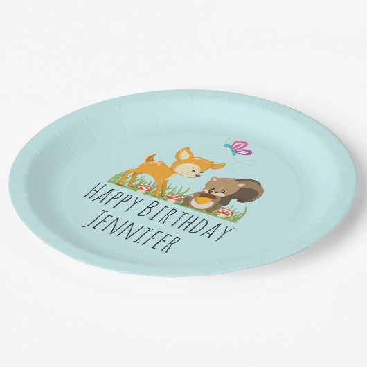 Assiettes En Carton Belle Forêt Animaux Fête d'Anniversaire (Angle)