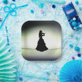 Assiettes En Carton Belle Gitane Joue Violon Vert (Fête)