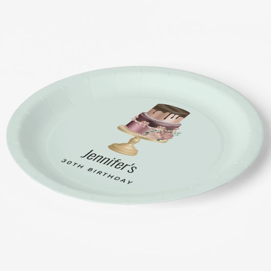 Assiettes En Carton Belle Glam Party Shiny Gâteau Anniversaire (Angle)