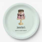 Assiettes En Carton Belle Glam Party Shiny Gâteau Anniversaire (Devant)