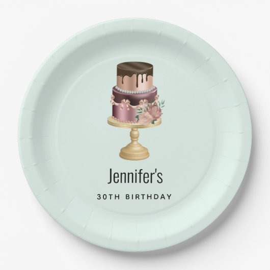 Assiettes En Carton Belle Glam Party Shiny Gâteau Anniversaire (Devant)