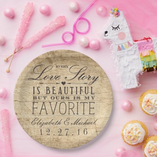 Assiettes En Carton Belle histoire d'amour Rustique Grange Mariage en  (Fête)