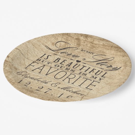 Assiettes En Carton Belle histoire d'amour Rustique Grange Mariage en  (Angle)