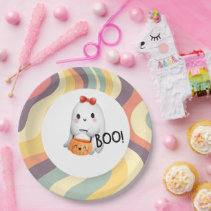Assiettes En Carton Belle illustration Happy Halloween Boo