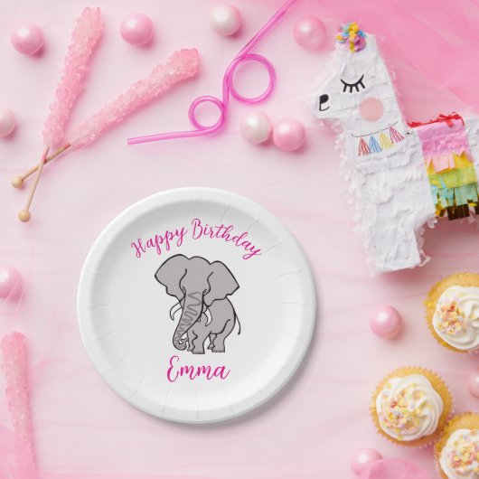 Assiettes En Carton Belle image ELEPHANT - Joyeux anniversaire - (Fête)