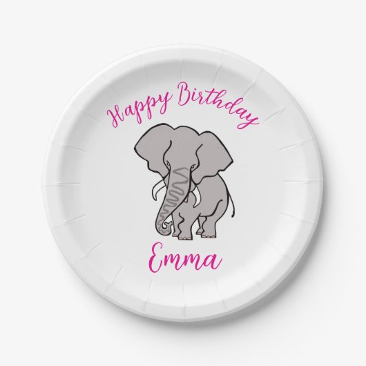 Assiettes En Carton Belle image ELEPHANT - Joyeux anniversaire - (Devant)