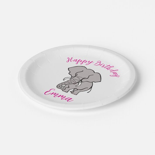 Assiettes En Carton Belle image ELEPHANT - Joyeux anniversaire - (Angle)